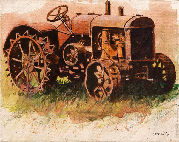 painting of a rusty tractor 