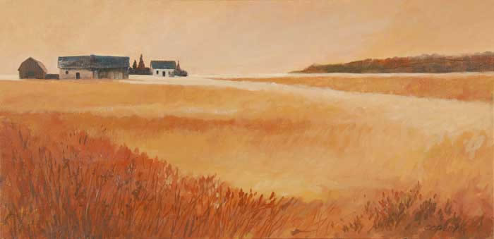 painting of a farm field in the fall