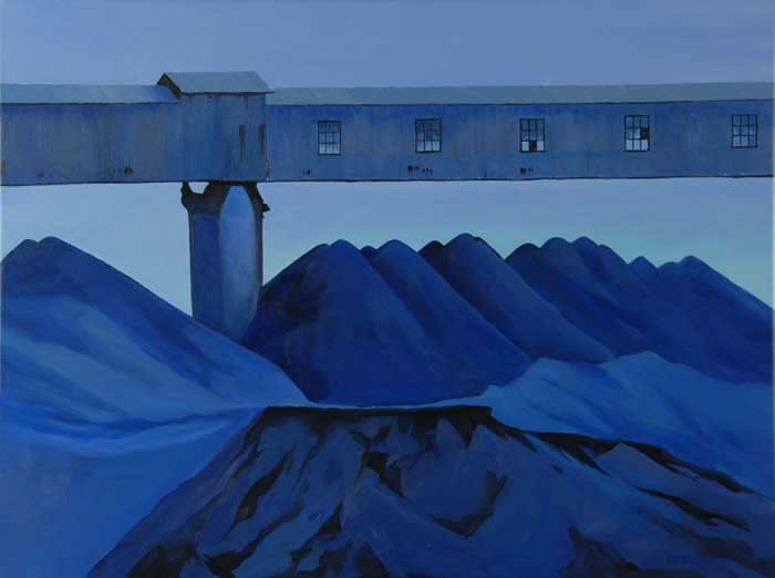 painting of a quarry at night