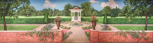 backdrop painting of a victorian garden