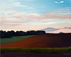 painting of a sunset over a field