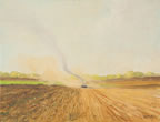 painting of a farmer plowing a field