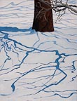 painting of shadows of trees on snow