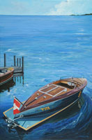 painting of a boat namend Vite near a dock