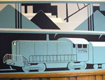 trains mural